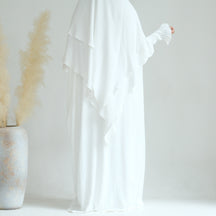 LR616+HJ908  Plain Polyester Batwing Dress + Hijab Set