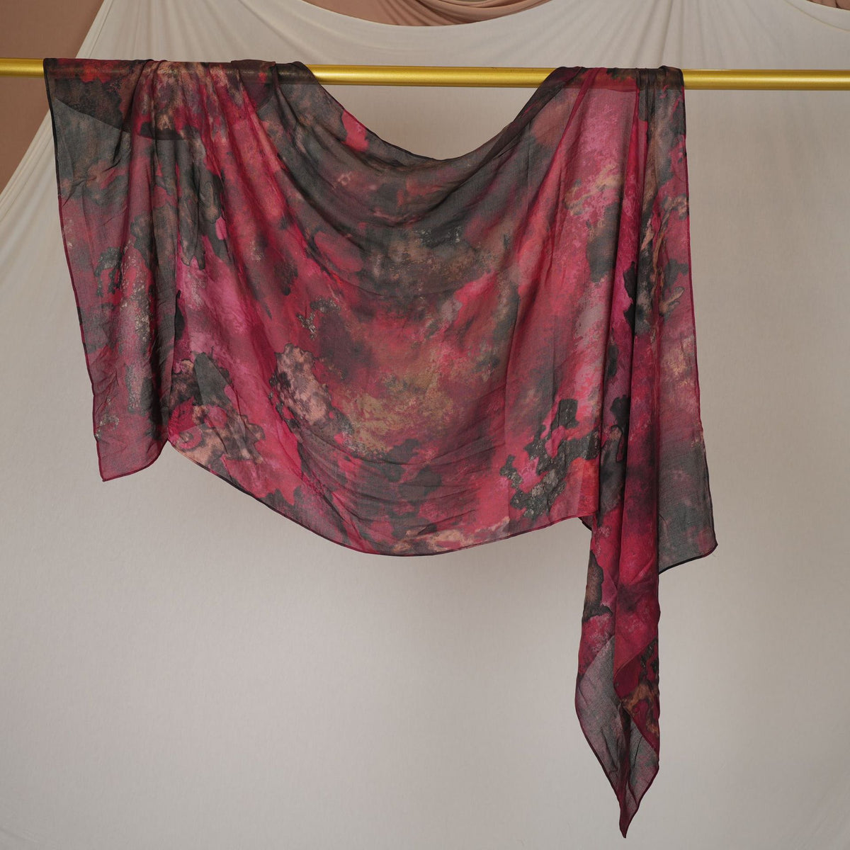 DL002  Double-Sided Modal Printed Single-Stitch Right-Angle Rolled-Edge Hijab