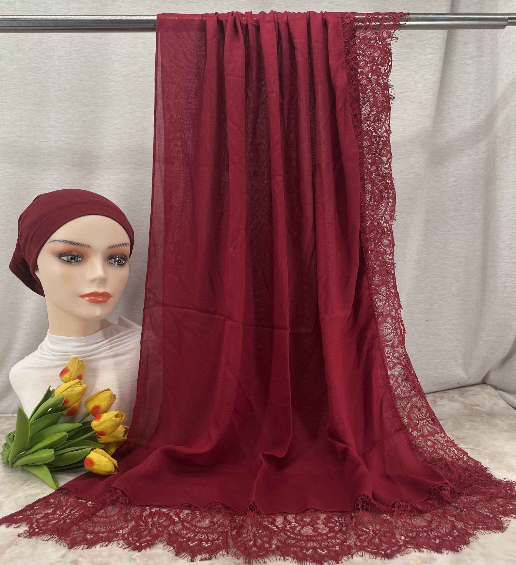 LSMDR  Elegant Plain Breathable Modal Hijab with Undercap Set - MOQ: 10 pcs/color