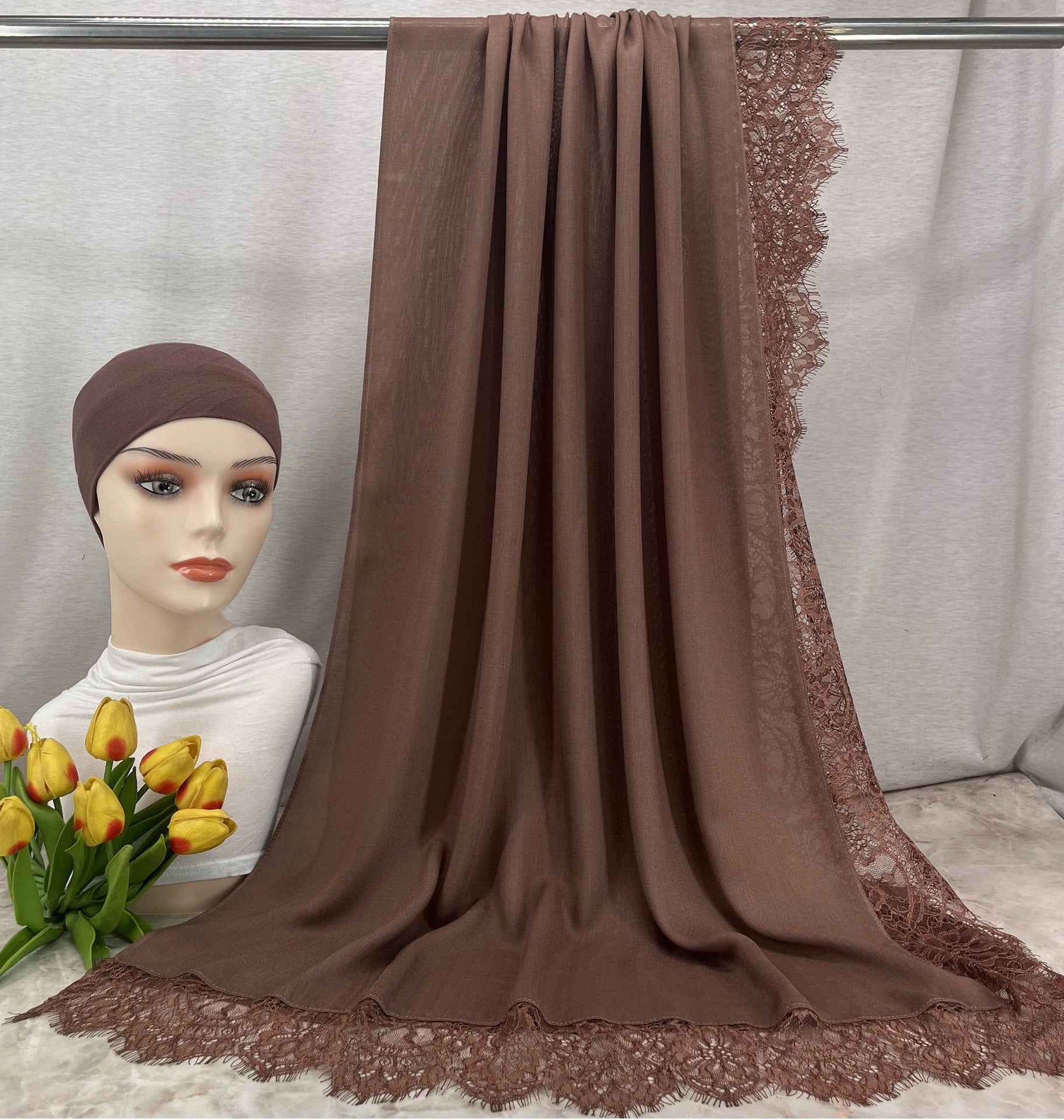 LSMDR  Elegant Plain Breathable Modal Hijab with Undercap Set - MOQ: 10 pcs/color