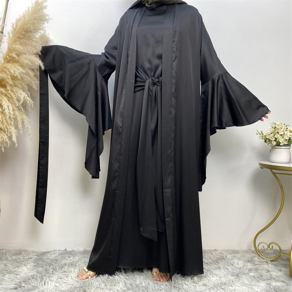 1925 satin plain muslim abaya dress (set)