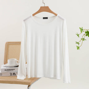 JC001  Crew Neck Modal Long Sleeve Loose Stretch Top