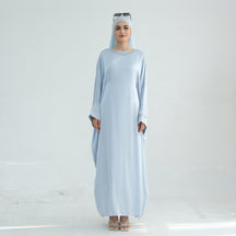 LR814 Plain Polyester Rhinestone Abaya Dress
