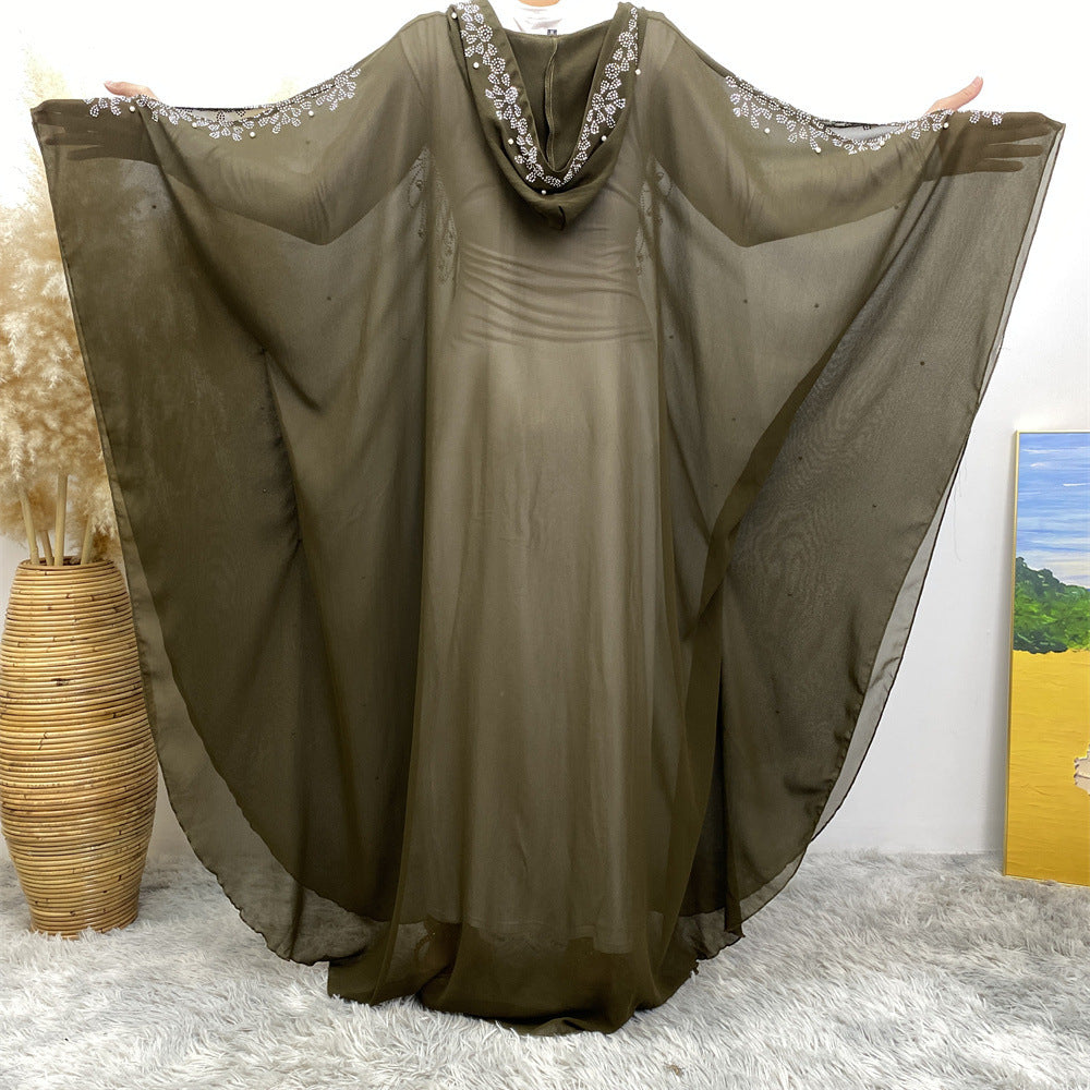 6741 plain stamping rhinestone cardigan abaya