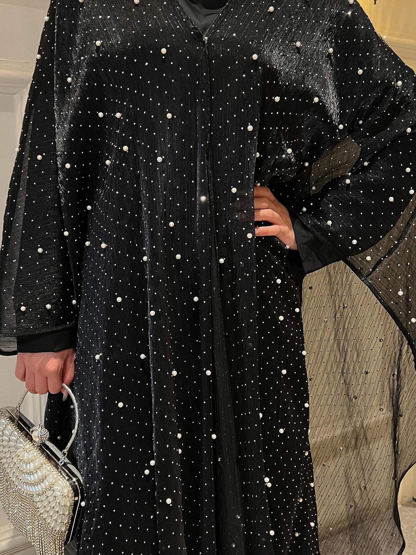 ZZXK  Muslim Abaya Pearl Starry Sky Dress