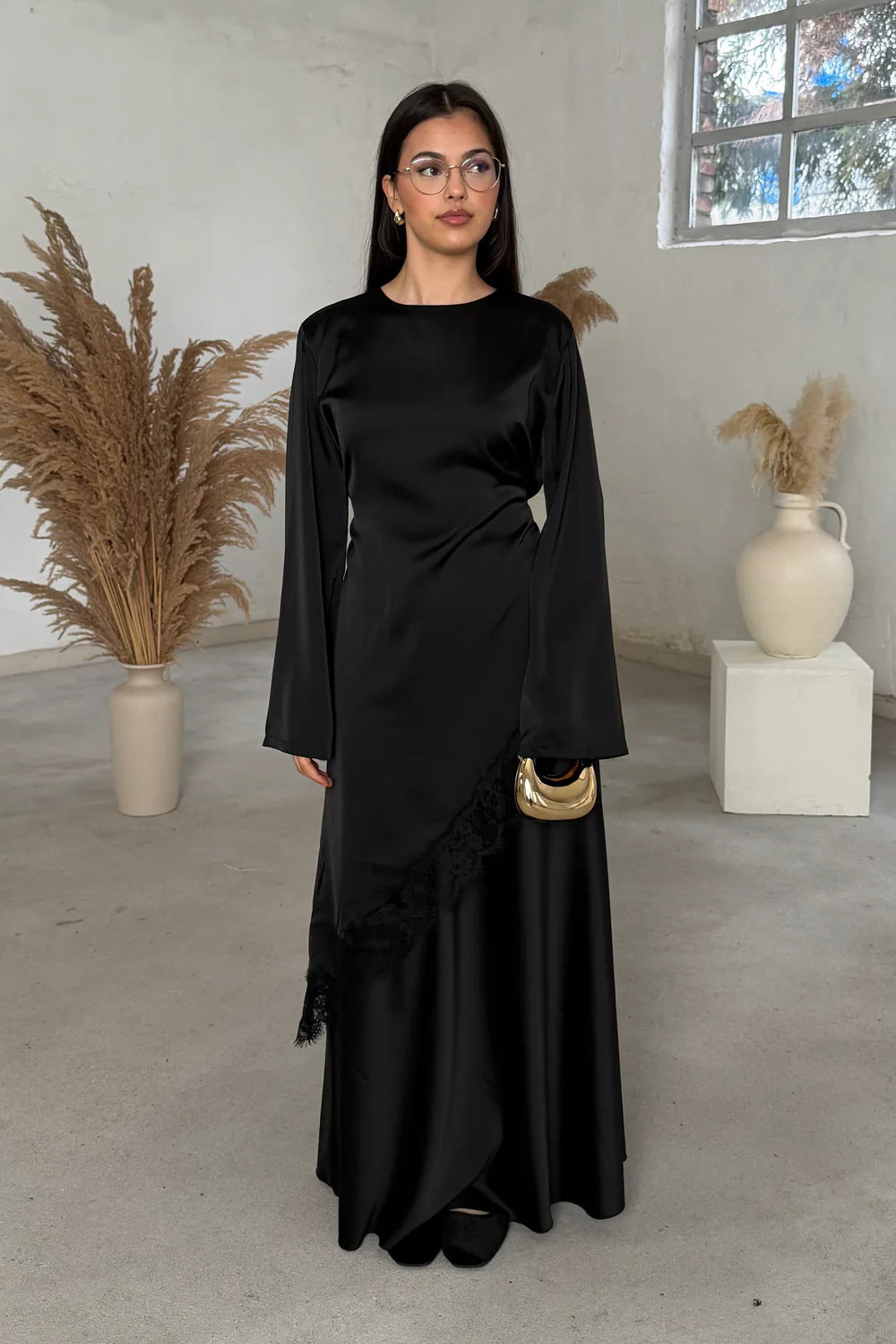 T04  Casual Fashion Slim Fit Abaya Long Dress