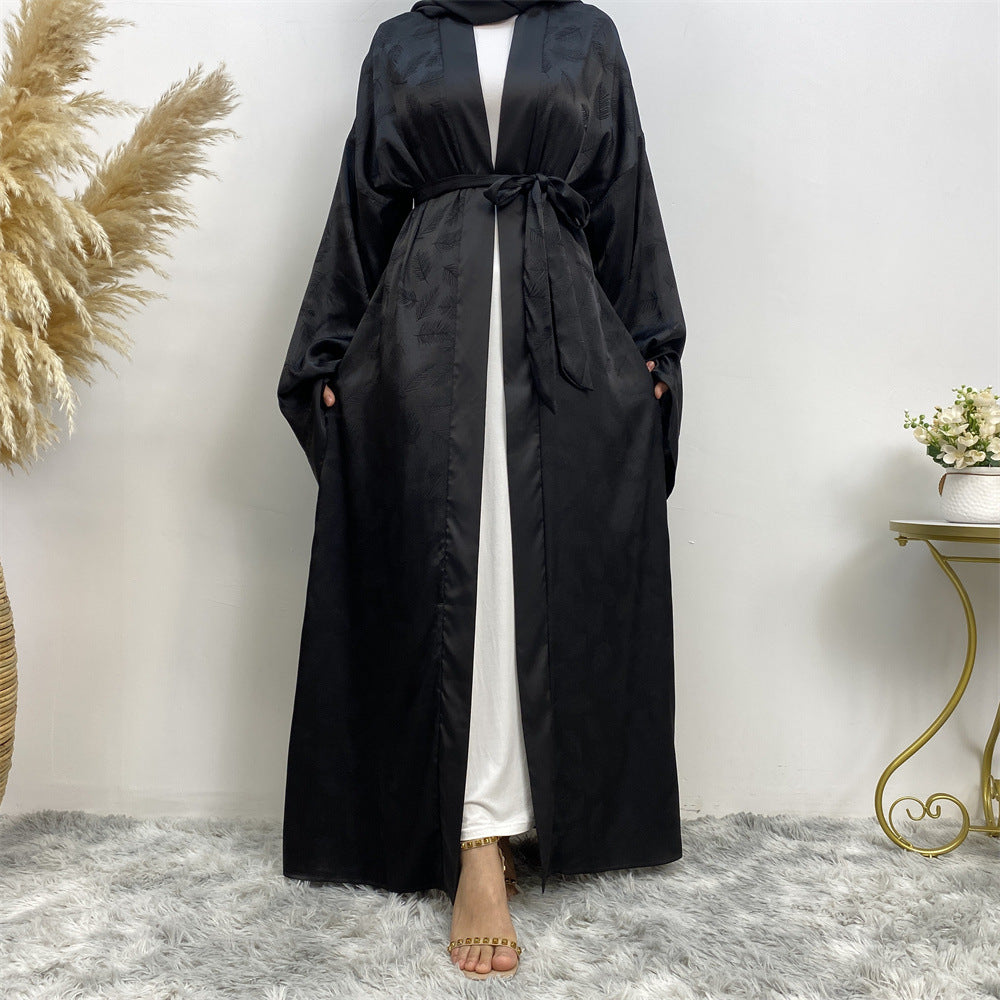 1948 printed satin muslim abaya dress