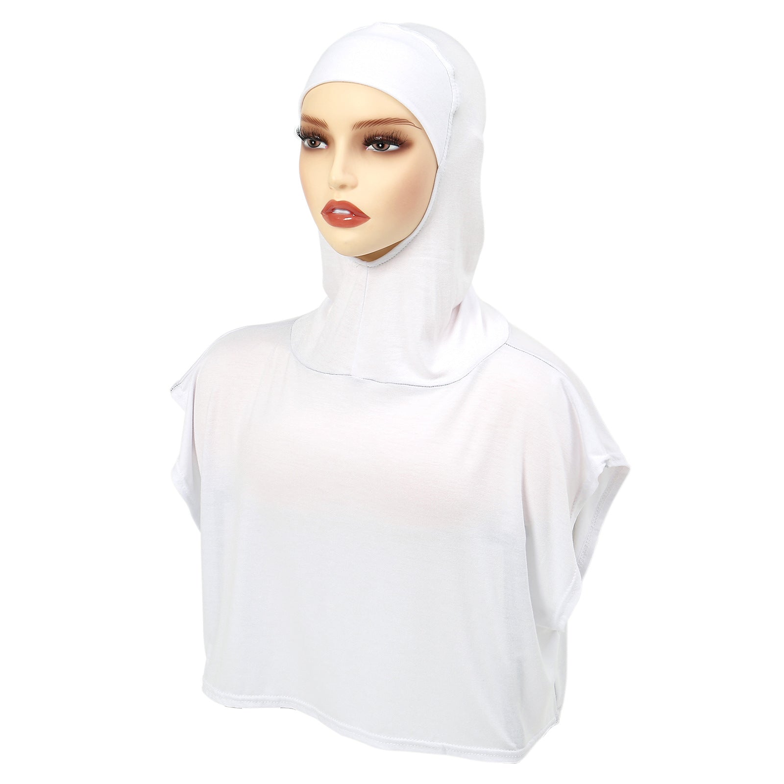 8227 Solid color one-piece hat Muslim headscarf with fake collar Pullover hat