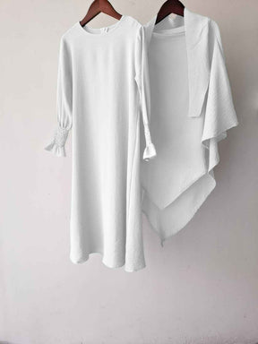 23591 Children's Solid Color Ruffle Dress & Shawl Set