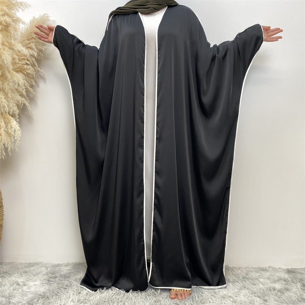 6688 satin muslim abaya cardigan Batwing sleeve dress