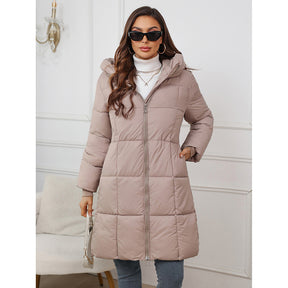 W1836  Women's Hooded Mid-Length Slim Winter Cotton-Padded Coat