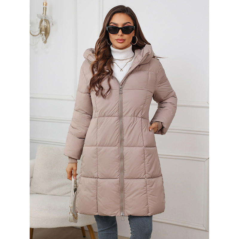 W1836  Women's Hooded Mid-Length Slim Winter Cotton-Padded Coat