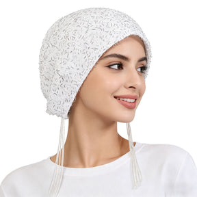High-end boutique beaded tassels hat Polyester Hijab - Color Option
