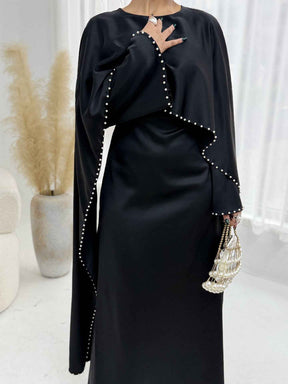 LR1134 Exquisite Pearl-Embellished Abaya – Opulent Craftsmanship, Timeless Elegance