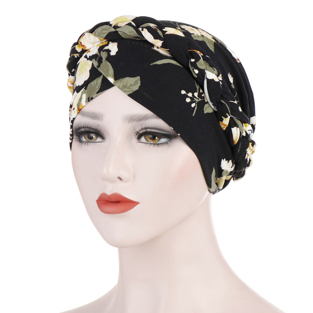 TJM-花布短辫 printed Milk silk hijab turban hat