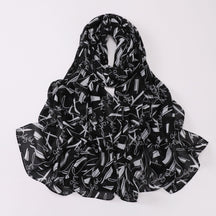 W-0022  Ditsy Floral Printed Pearl Chiffon Hijab