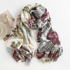 FH23-5113 plants flowers printed winter scarf