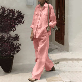 136  Women's Long Sleeve Shirt & Loose Pants Two-Piece Set for Autumn