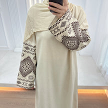 LR901 Viscose Embroidered Long Abaya Dress