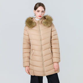 YAXF-8809  Women's Mid-Length Slim Winter Cotton-Padded Puffer Jacket