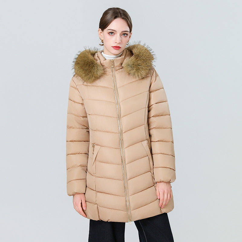 YAXF-8809  Women's Mid-Length Slim Winter Cotton-Padded Puffer Jacket