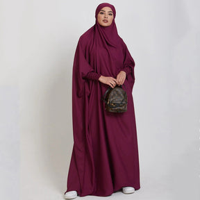 FG20-21484  Solid Nida Loose Sleeve Scarf Long Dress
