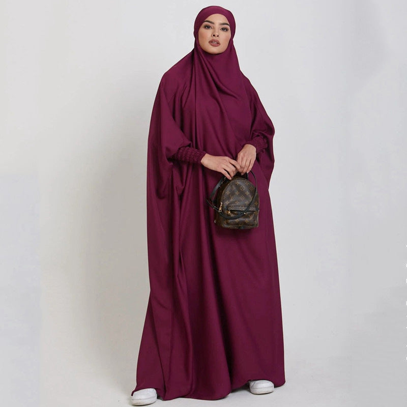 FG20-21484  Solid Nida Loose Sleeve Scarf Long Dress