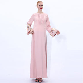 91202 Embroidered flared sleeve muslim dress