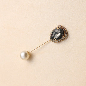 55646  Crystal Brooch with Colorful Zircon Gemstones, Long Pin