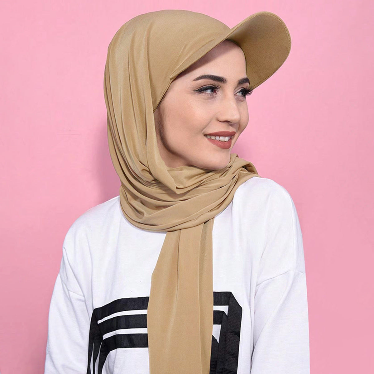 JM-01  New brim solid color women's scarf baseball cap Brim all-over Muslim headscarf cap