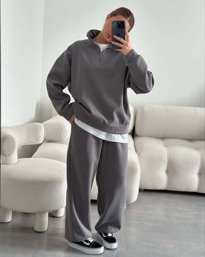 C56300  Women's Oversized Half-Zip Sweatshirt & Drawstring Sweatpants Set
