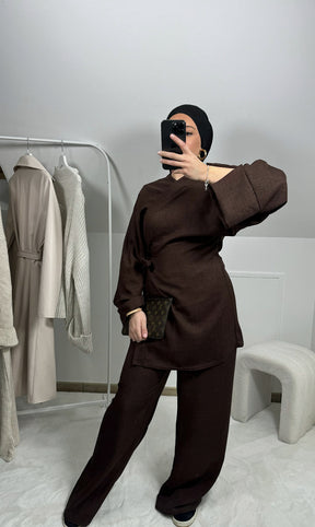 LR835  Two-piece suit of tie top and wide-leg pants