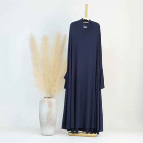 LR628  Solid Color Plus Size Dress with Flowing Batwing Sleeves