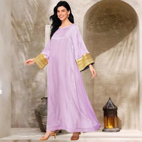 658  Shiny long dress plus size gold luxurious dress