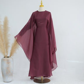 LR943+LR944  Plain elegant dress + inner + hijab set