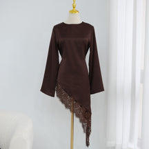 LR1180&LR1185  Back-Tie Waist-Cinched Viscose Long Sleeve Top + Skirt Set-Skirt Set - Mix & Match Set