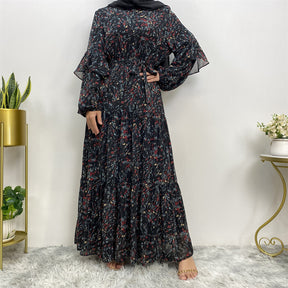 6564 chiffon printed muslim abaya dress