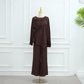LR1034  Women's Plain Button Cardigan & Pants Two-Piece Set
