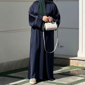 LR937  Contrast color trim abaya