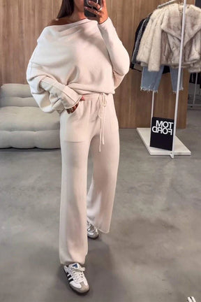 MC6815  Women's Plain Off-Shoulder Elegant Commute Casual 2-Piece Set