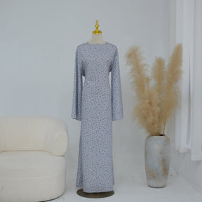 LR1324  Floral Print Plus Size Polyester Long Sleeve Dress - No Hijab