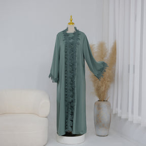 LR1184  Lace Splicing Cardigan and Inner Dress