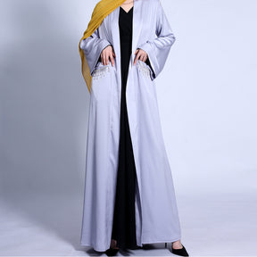 1303 Satin cardigan muslim abaya dress