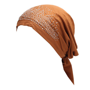 TJM-弧形烫钻 plain hot stamped rhinestones hijab turban hat