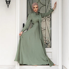 M160 Cross-border foreign trade women's dress Muslim fashion big swing satin dress