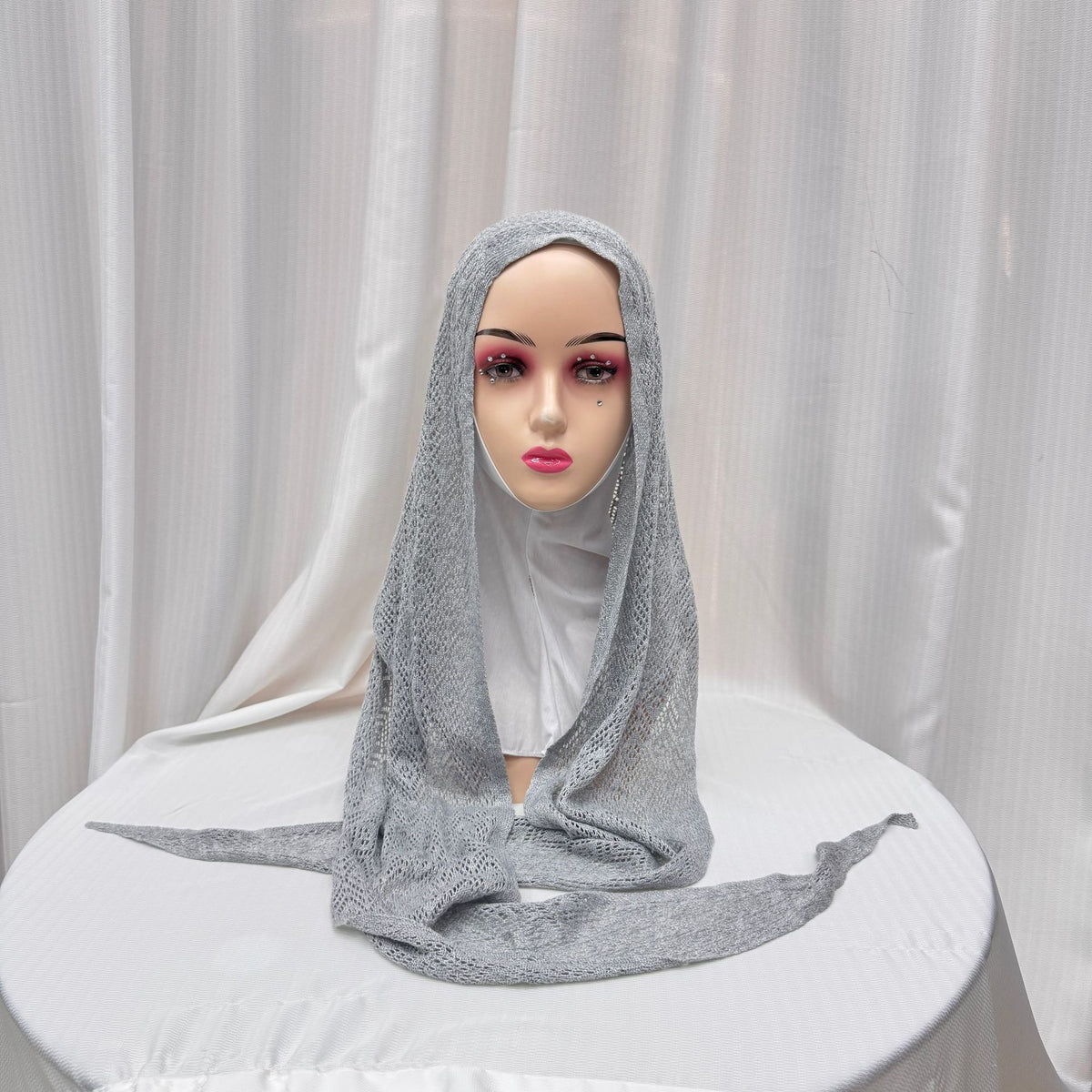 IH123 Diamond-shaped Hollow-out Muslim Fashion Hijab, Lightweight and Comfortable