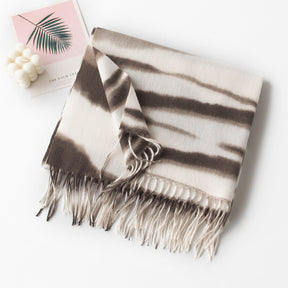 FH24-5776 zebra striped fringe scarf