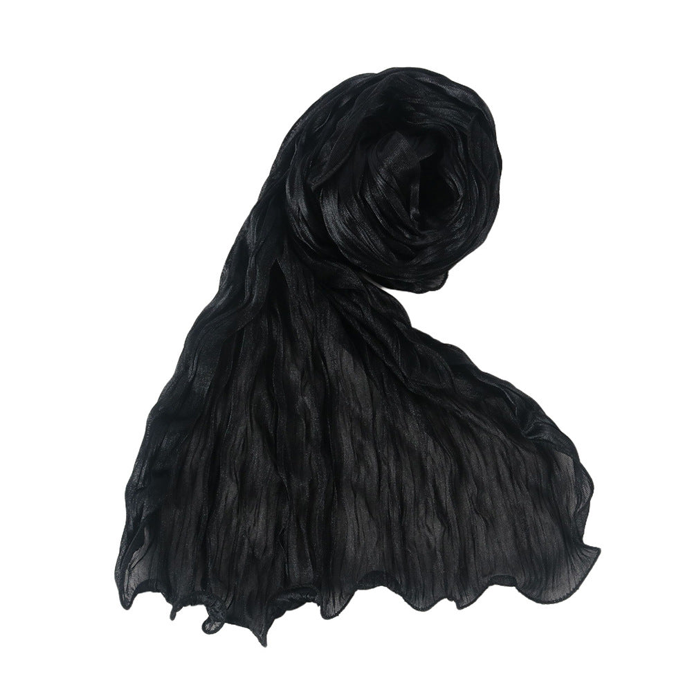 WJ090  Plain breathable bright silk bubble crepe hijab