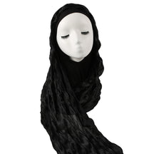 WJZH09  Plain Solid Polyester Crinkle Hijab with Inner Cap Set
