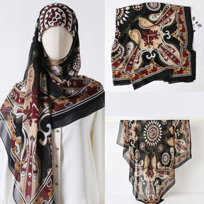 130 crystal chiffon 01  130*130cm Chiffon Scarf Silk Printed Sunscreen Scarf